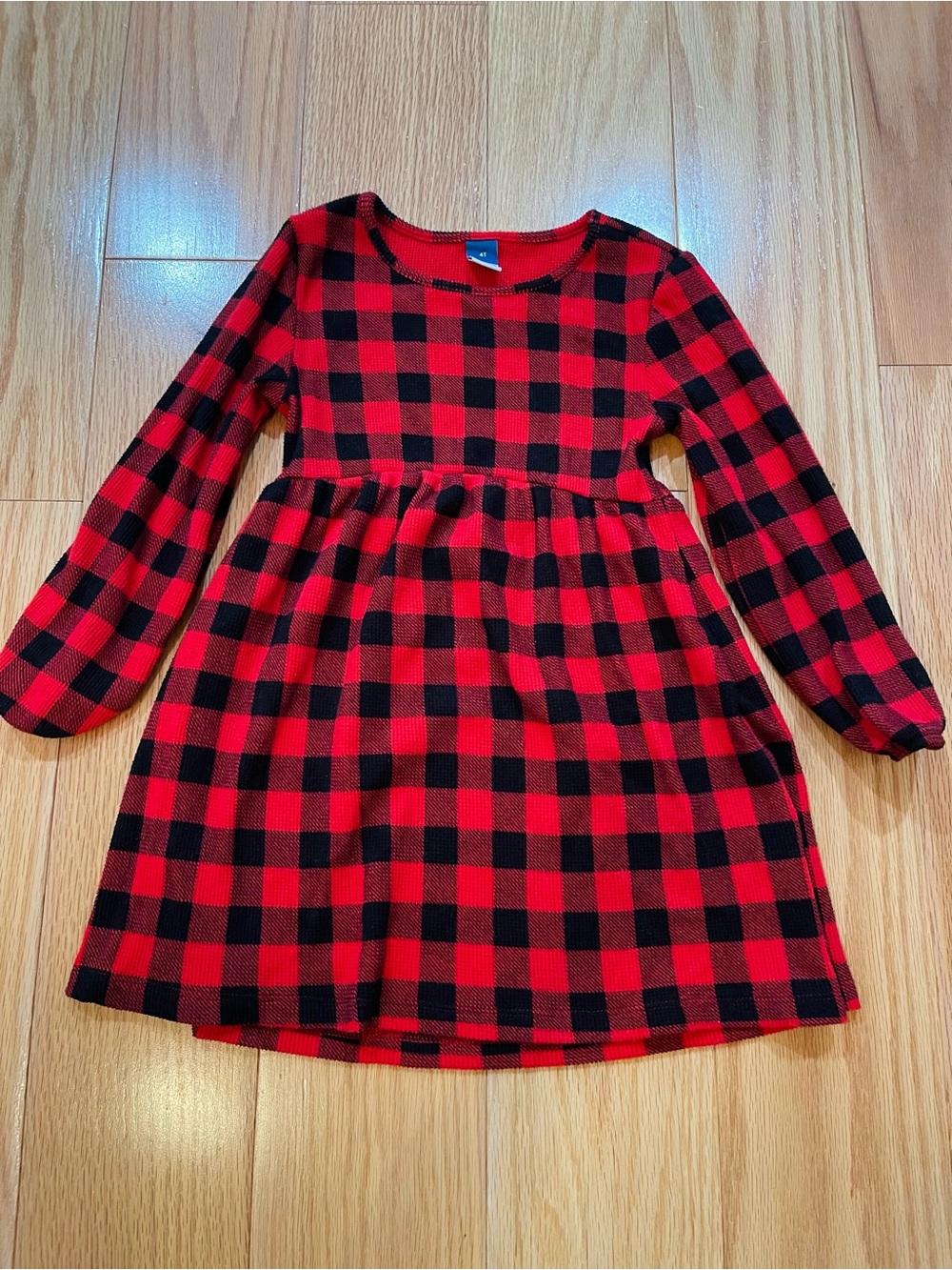 Old Navy Red and Black Buffalo Plaid Long-Sleeve Dress